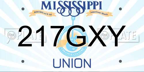 217GXY Mississippi License Plate