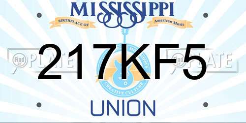 217KF5 Mississippi License Plate