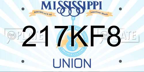 217KF8 Mississippi License Plate