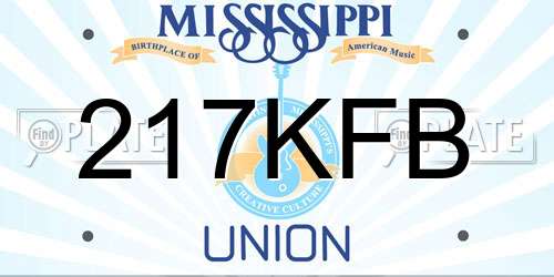 217KFB Mississippi License Plate