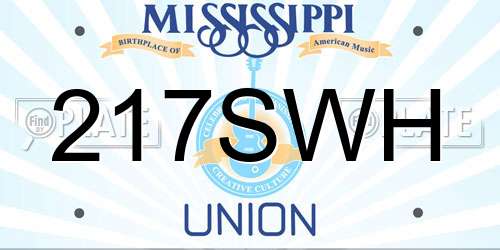 217SWH Mississippi License Plate