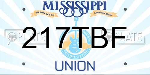 217TBF Mississippi License Plate