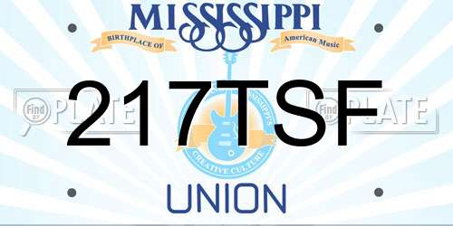 217TSF Mississippi License Plate