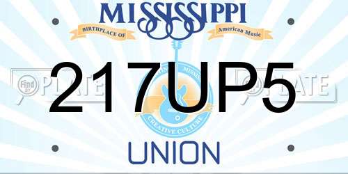 217UP5 Mississippi License Plate