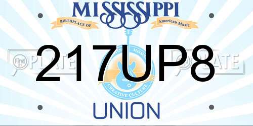 217UP8 Mississippi License Plate
