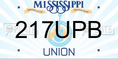 217UPB Mississippi License Plate