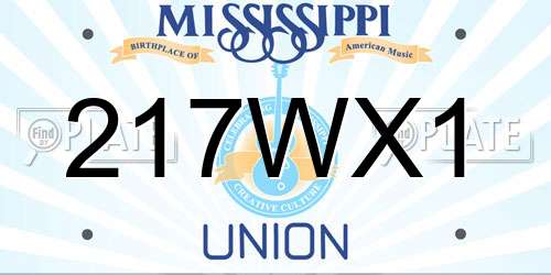 217WX1 Mississippi License Plate