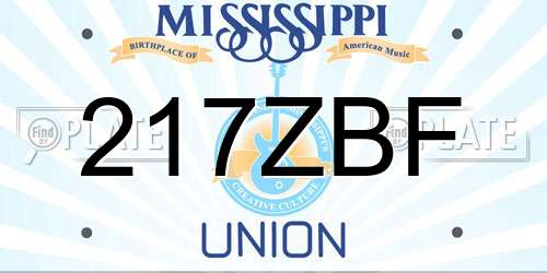 217ZBF Mississippi License Plate