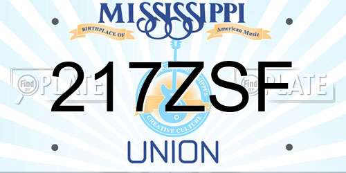 217ZSF Mississippi License Plate
