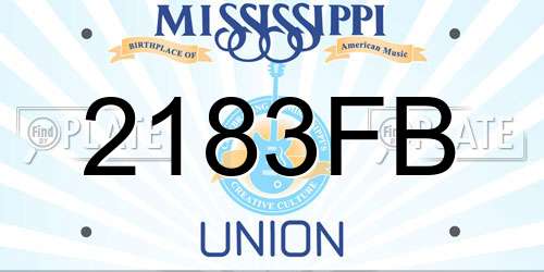 2183FB Mississippi License Plate