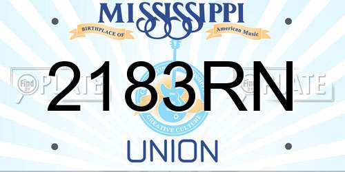 2183RN Mississippi License Plate