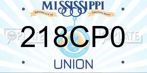 218CP0 Mississippi License Plate