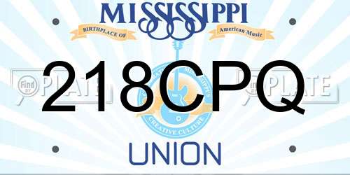 218CPQ Mississippi License Plate