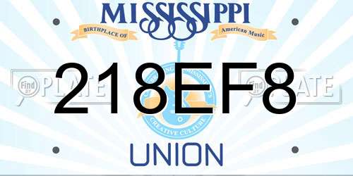 218EF8 Mississippi License Plate