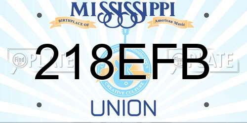 218EFB Mississippi License Plate