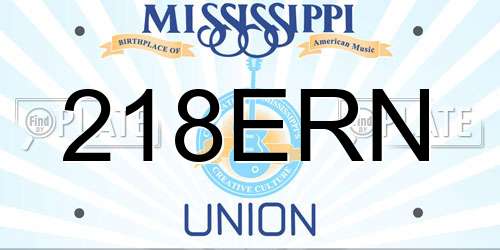 218ERN Mississippi License Plate