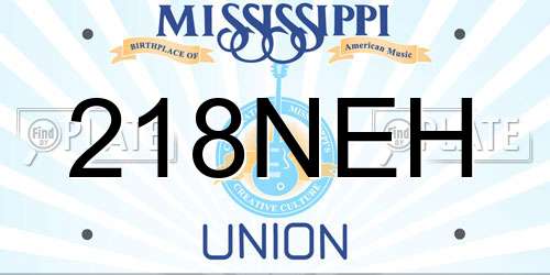 218NEH Mississippi License Plate