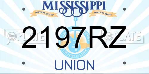 2197RZ Mississippi License Plate
