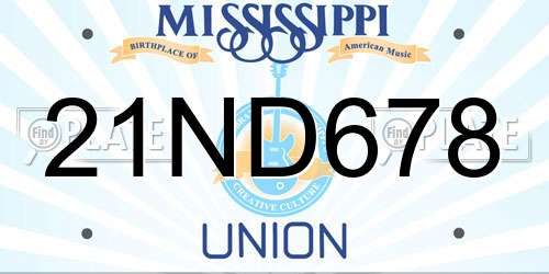 21ND678 Mississippi License Plate