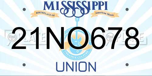 21NO678 Mississippi License Plate