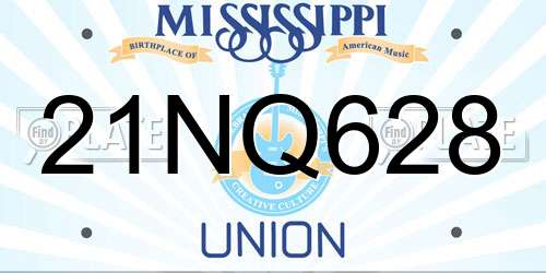 21NQ628 Mississippi License Plate