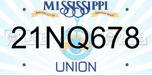 21NQ678 Mississippi License Plate