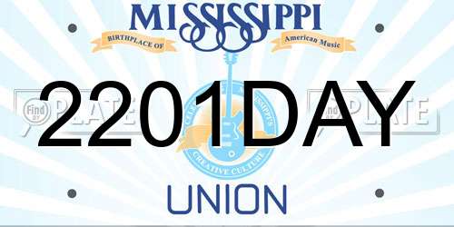 2201DAY Mississippi License Plate