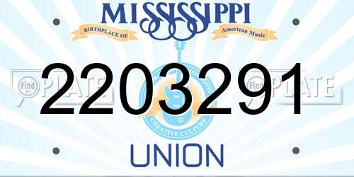 2203291 Mississippi License Plate