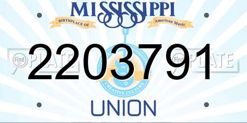 2203791 Mississippi License Plate