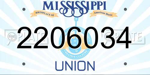 2206034 Mississippi License Plate