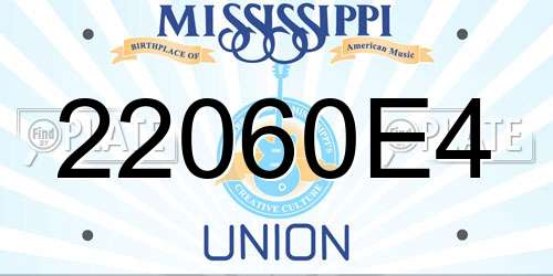 22060E4 Mississippi License Plate