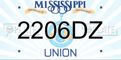 2206DZ Mississippi License Plate