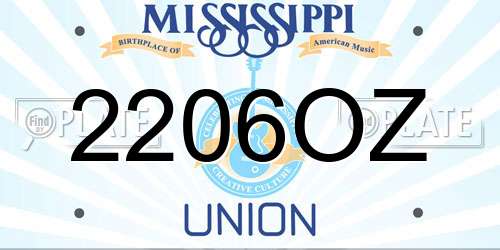 2206OZ Mississippi License Plate