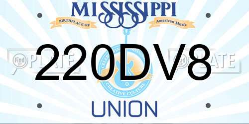 220DV8 Mississippi License Plate