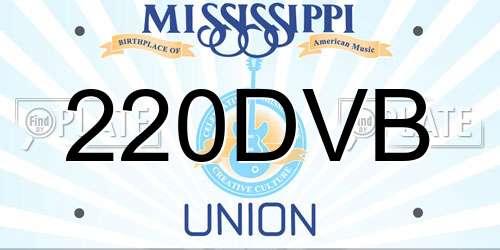 220DVB Mississippi License Plate