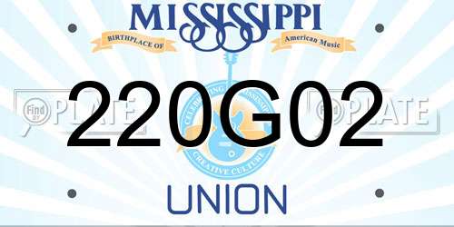 220G02 Mississippi License Plate