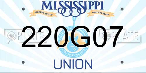 220G07 Mississippi License Plate