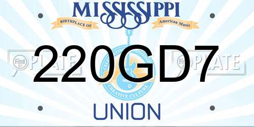 220GD7 Mississippi License Plate