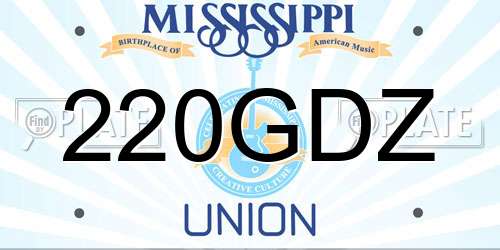 220GDZ Mississippi License Plate