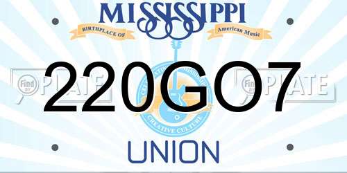 220GO7 Mississippi License Plate