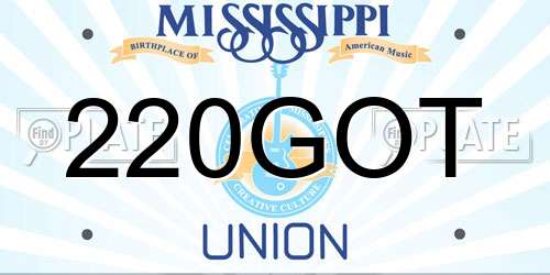 220GOT Mississippi License Plate