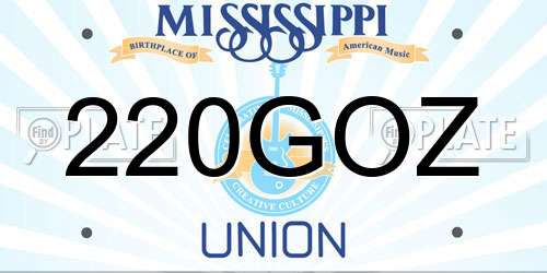 220GOZ Mississippi License Plate