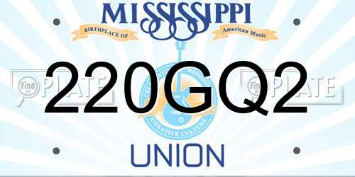 220GQ2 Mississippi License Plate