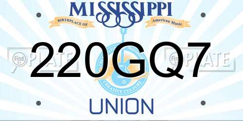 220GQ7 Mississippi License Plate