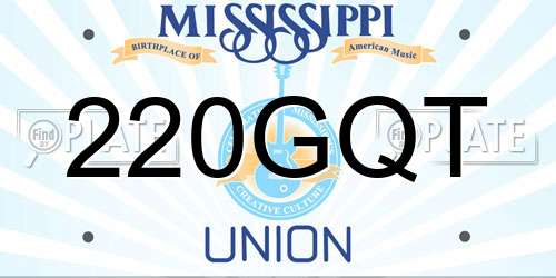 220GQT Mississippi License Plate
