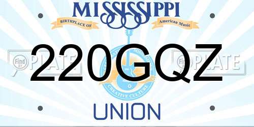 220GQZ Mississippi License Plate