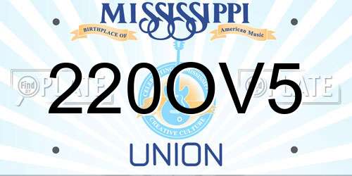 220OV5 Mississippi License Plate