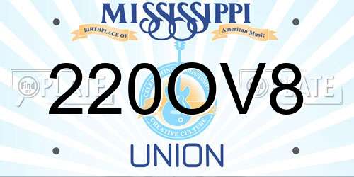 220OV8 Mississippi License Plate