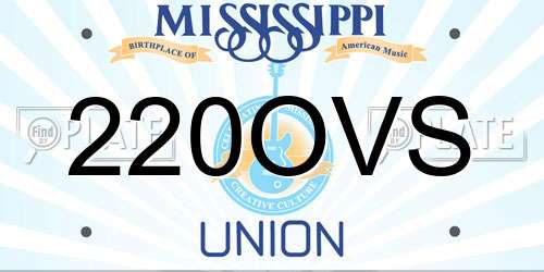220OVS Mississippi License Plate