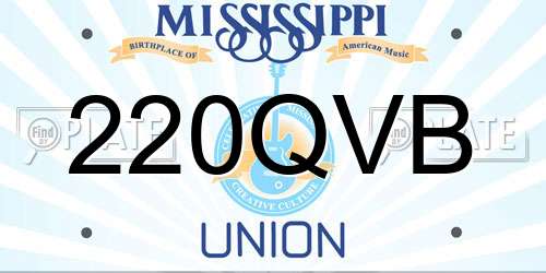 220QVB Mississippi License Plate